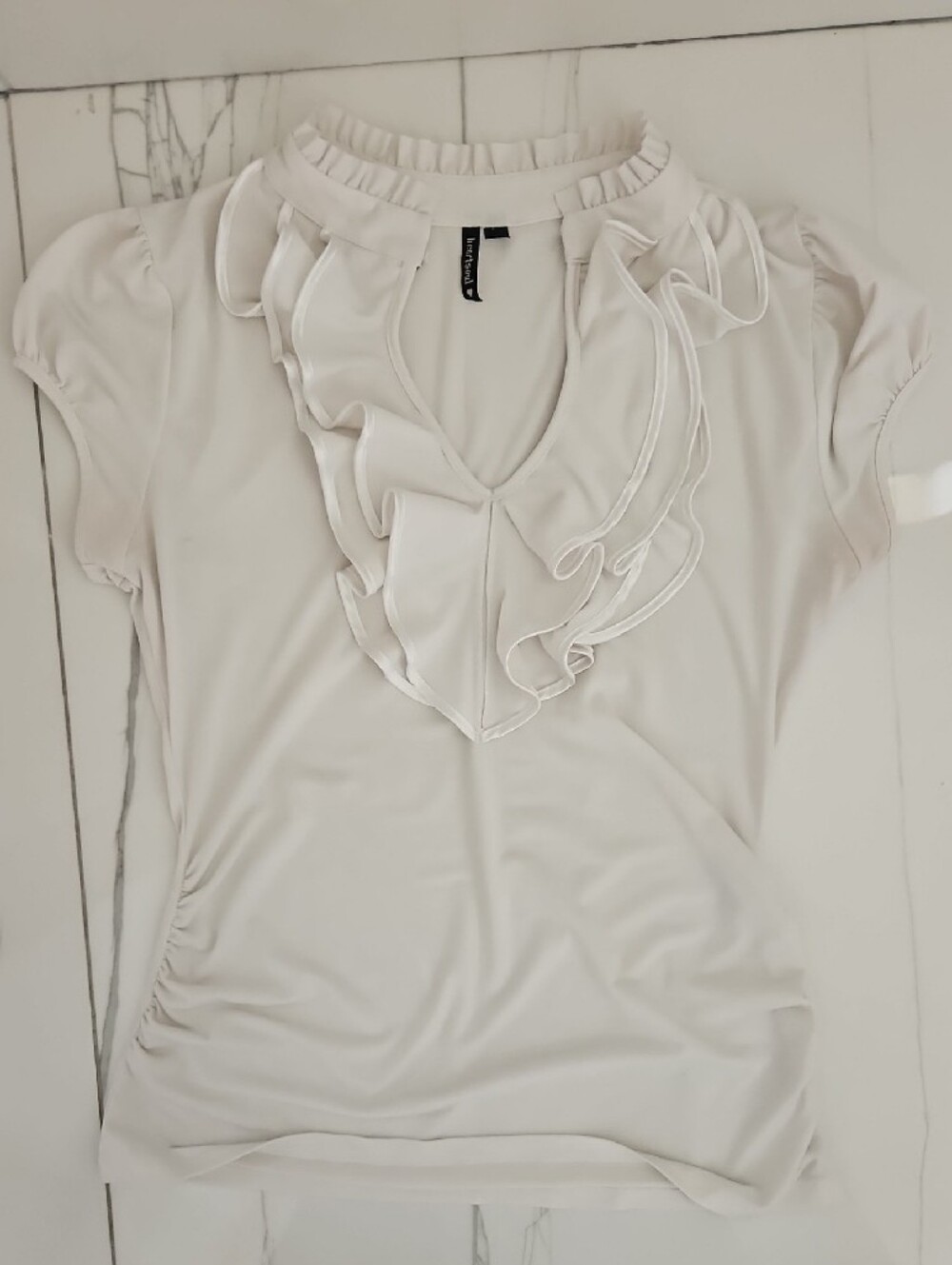 HeartSoul Cream Ruffle Front Top - Picture 3 of 6